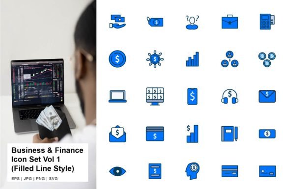 Business and Finance Icon Filled Line V1: Streamlining Your Professional Visual Communications