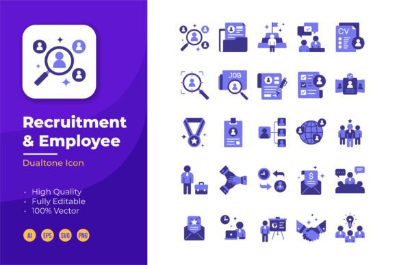 Duotone Recruitment Icon Essentials