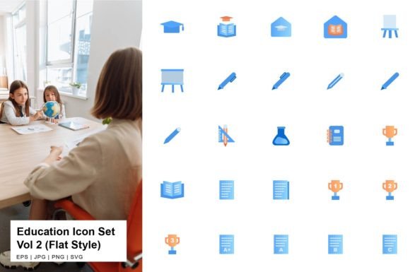 Education Icon Set Flat Vol 2: A Designer’s Toolkit for Clear Communication