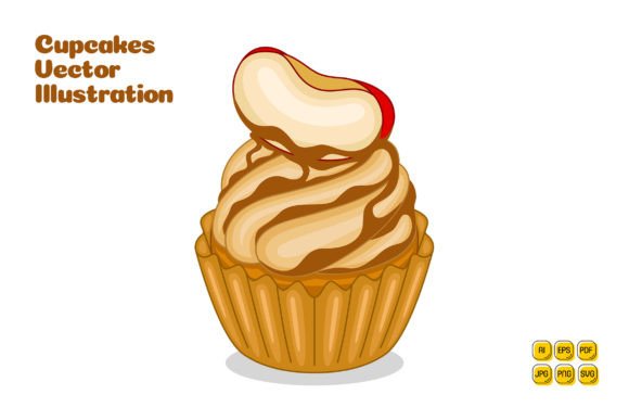 Elevate Your Brand's Visual Story with Apple Caramel Cupcake Vector Illustration