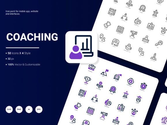 Elevate Your Digital Projects with the Coaching Icon Pack