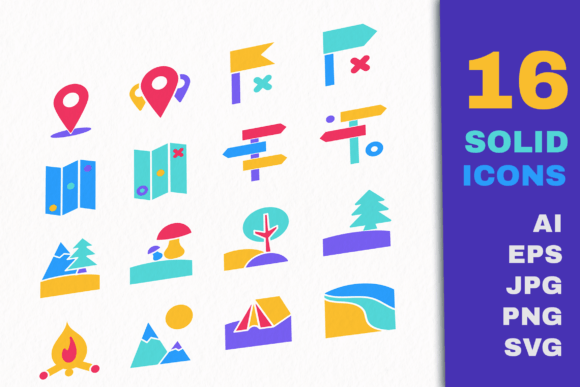 Essential Visuals for Outdoor Adventures: Your Guide to the Solid Camping Icon Set