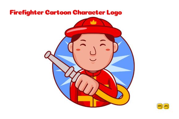 Firefighter Cartoon Character Logo 05: A Flexible Asset for Professional Visual Projects