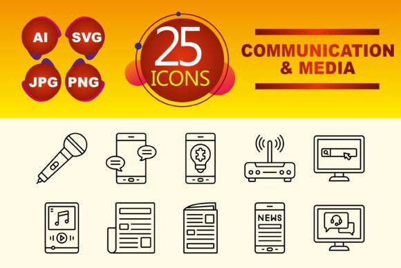 Modern Communication and Media Symbols in Digital Design