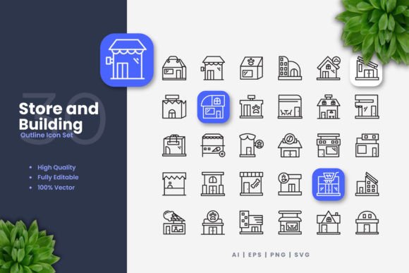 Store and Building Icons for Universal Visual Communication