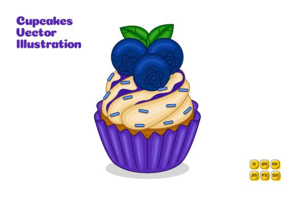 Unlock Infinite Creativity with the Blueberry Cupcakes Vector Illustration Collection