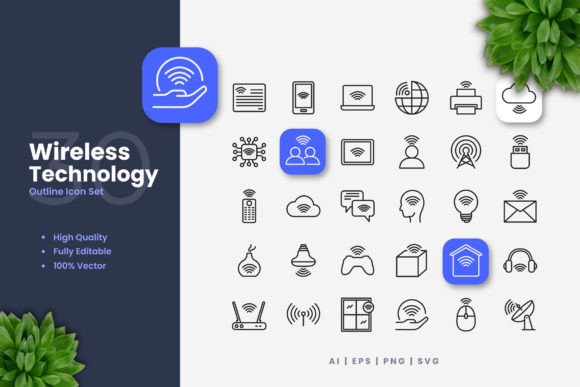 Wireless Technology Icons for Modern Digital Projects